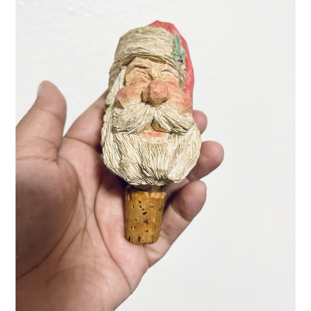 Spit 'N' Whittle Santa Bottle Stopper‎ Chris Hammack Resin Cork Handmade USA